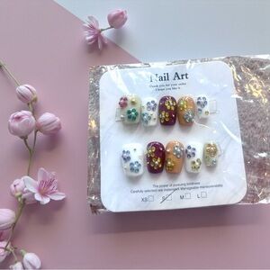 Handmade Press On Nails Small Cuticle | Burgundy Nude White Rhinestone Glam Nail